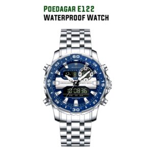 Home âpoedagar e122 dual time stainless steel waterproof watch for men āĻā§āĻŋ